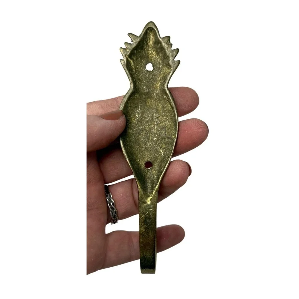 Vintage Brass Pineapple Wall Hook Hospitality Symbol Coat Hook Tropical Entryway